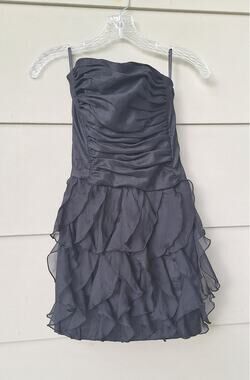 Cache 90s Y2K Strapless Corset Ruffle Mini Black Dress Whimsywoth Fairy Grunge 4